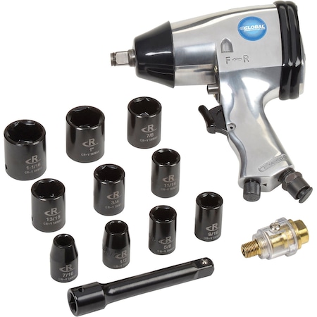 Global Industrial 1/2 Impact Wrench Kit, 7,000 RPM G3431K